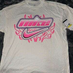 Nike White T-Shirt with Pink Graphic